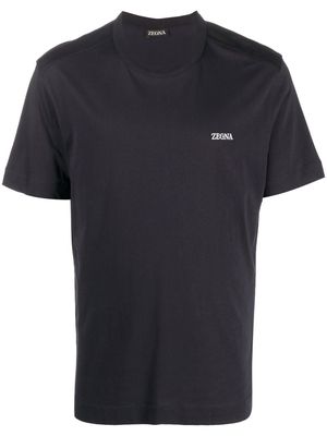 Zegna embroidered-logo cotton T-shirt - Black