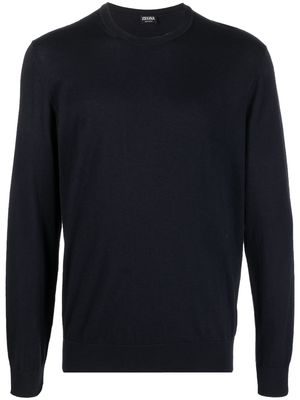 Zegna fine-knit crew neck sweatshirt - Blue