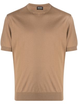 Zegna fine-knit short-sleeve T-shirt - Brown