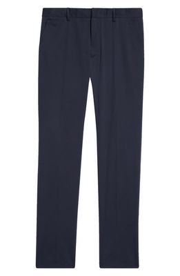 ZEGNA Flat Front Stretch Cotton Gabardine Trousers in Navy