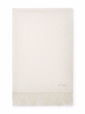 Zegna fringed cashmere blanket - White