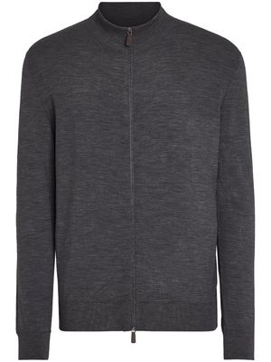 Zegna front zip-fastening knit cardigan - Grey