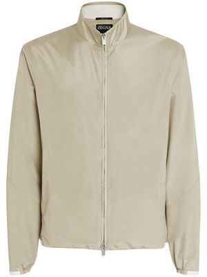 Zegna funnel-neck silk jacket - Neutrals