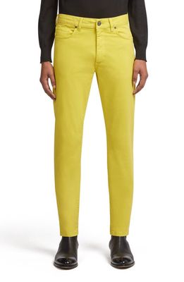 ZEGNA Garment Dyed Stretch Gabardine Jeans in Yellow
