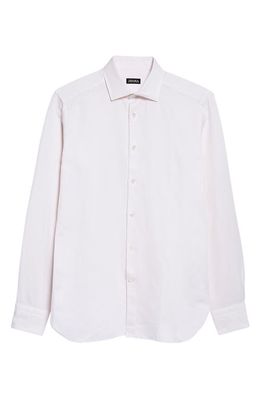 ZEGNA Garment Washed Cotton & Linen Button-Up Shirt in Pink