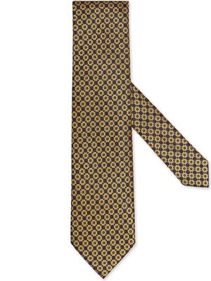 Zegna geometric-print silk tie - Yellow