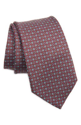 ZEGNA Geometric Silk Tie in Md Red Fan