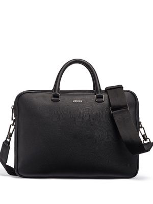 Zegna Grained Leather Edgy Business bag - Black