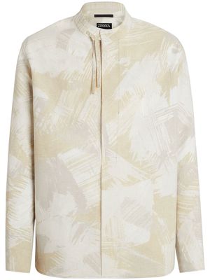 Zegna graphic-print concealed-front jacket - Neutrals
