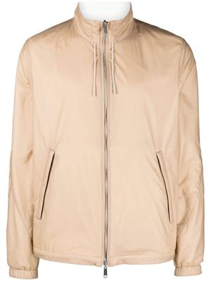 Zegna high-neck leather jacket - Brown