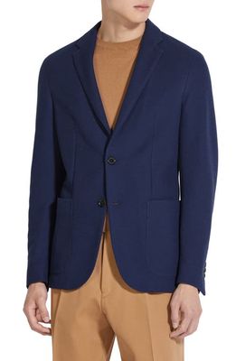 ZEGNA High Performance Wool & Cotton Jersey Jacket in Blu Ciano