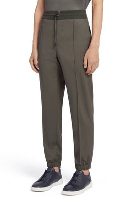 ZEGNA High Performance™ Wool Joggers in Mid Green Solid