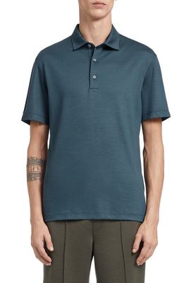 ZEGNA High Performance&trade; Wool Jersey Short Sleeve Polo in Green
