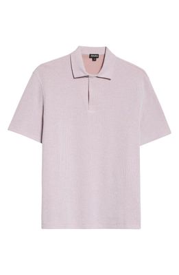 ZEGNA Honeycomb Short Sleeve Cotton Polo in Beige