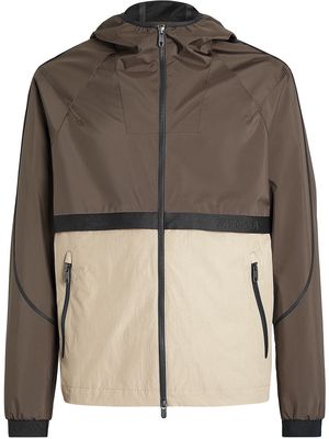Zegna hooded colour-block jacket - Brown