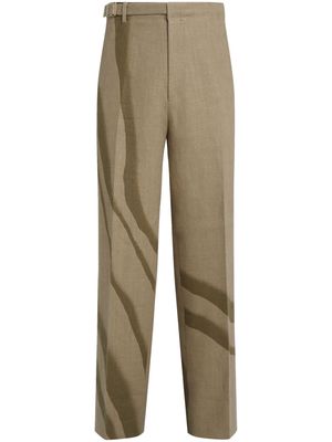 Zegna jacquard linen straight-leg trousers - Green