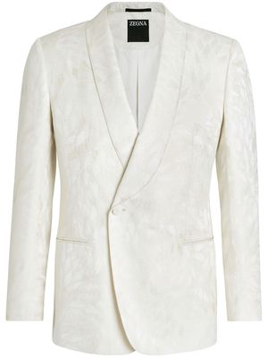 Zegna jacquard-pattern shawl-lapel blazer - White