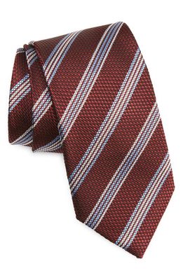 ZEGNA Jacquard Stripe Silk Tie in Dark Red Stripe