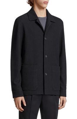 ZEGNA Jerseywear Wool & Silk Chore Jacket in Black