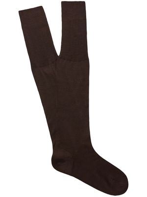 Zegna knee-high cotton socks - Brown
