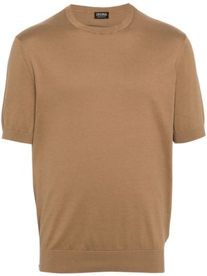 Zegna knitted cotton T-shirt - Brown