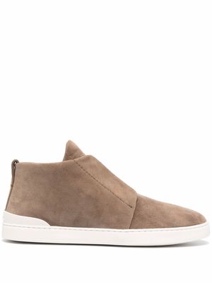 Zegna lace-up suede sneakers - Neutrals
