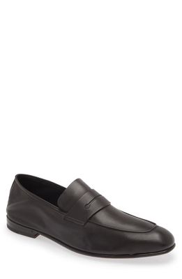 ZEGNA L'Asola Leather Penny Loafer in Dark Brown