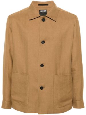 Zegna linen-blend shirt jacket - Brown