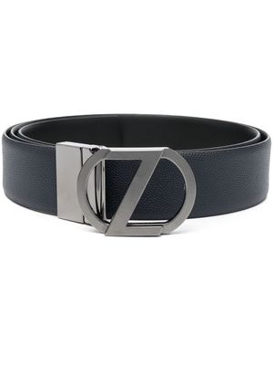 Zegna logo buckle-fastening detail belt - DARK GRAY