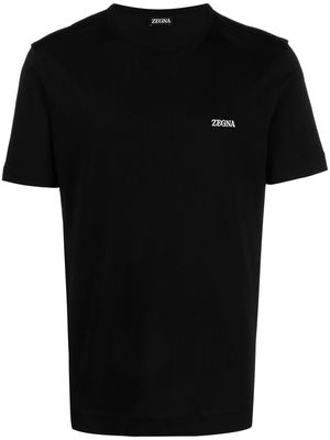 Zegna logo-embroidered cotton T-shirt - Black