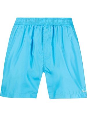 Zegna logo-embroidered swim shorts - Blue