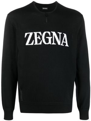 Zegna logo knitted jumper - Black