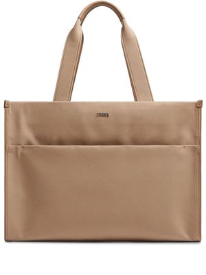 Zegna logo leather tote bag - Neutrals