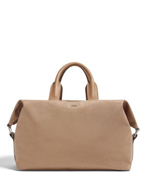 Zegna logo-lettering suede holdall - Neutrals