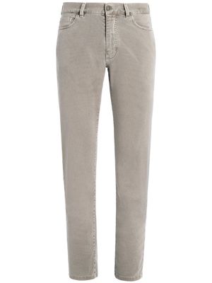 Zegna logo-patch faded slim-fit jeans - Grey