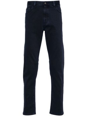 Zegna logo-patch mid-rise jeans - Blue