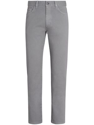 Zegna logo-patch mid-rise jeans - Grey