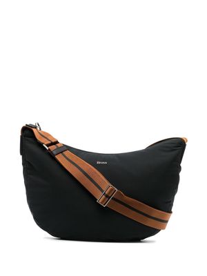 Zegna logo-patch shoulder bag - Black