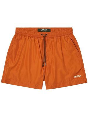 Zegna logo-print drawstring swim shorts - Orange