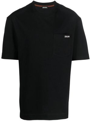 Zegna logo-print pocket T-shirt - Black