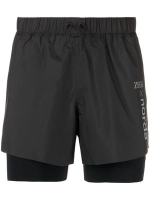 Zegna logo-print running-shorts - Black