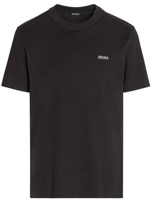 Zegna logo print short-sleeve T-shirt - Black