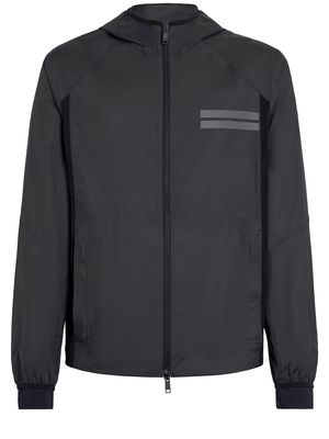 Zegna logo print zip-up sport jacket - Black