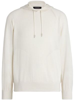 Zegna long raglan-sleeved hoodie - White