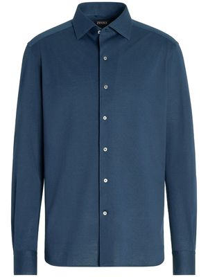 Zegna long-sleeve cotton shirt - 400 TEAL BLUE