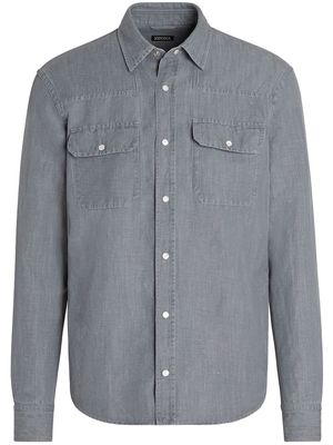 Zegna long-sleeve denim shirt - Grey