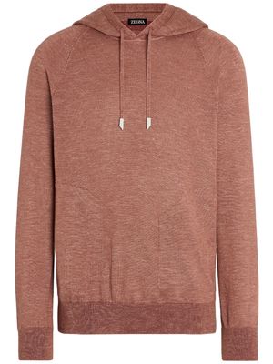 Zegna long-sleeve knitted hoodie - P95 LIGHT ARMY GREEN
