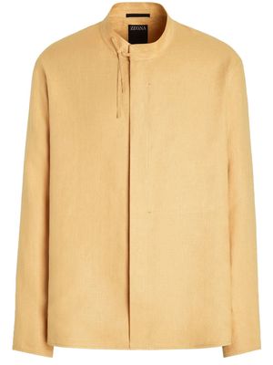 Zegna long-sleeve linen overshirt - Yellow