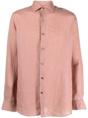 Zegna long-sleeve linen shirt - Pink