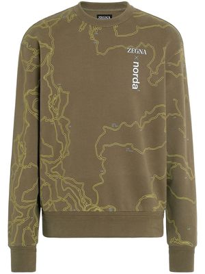 Zegna map-print cotton sweatshirt - Green